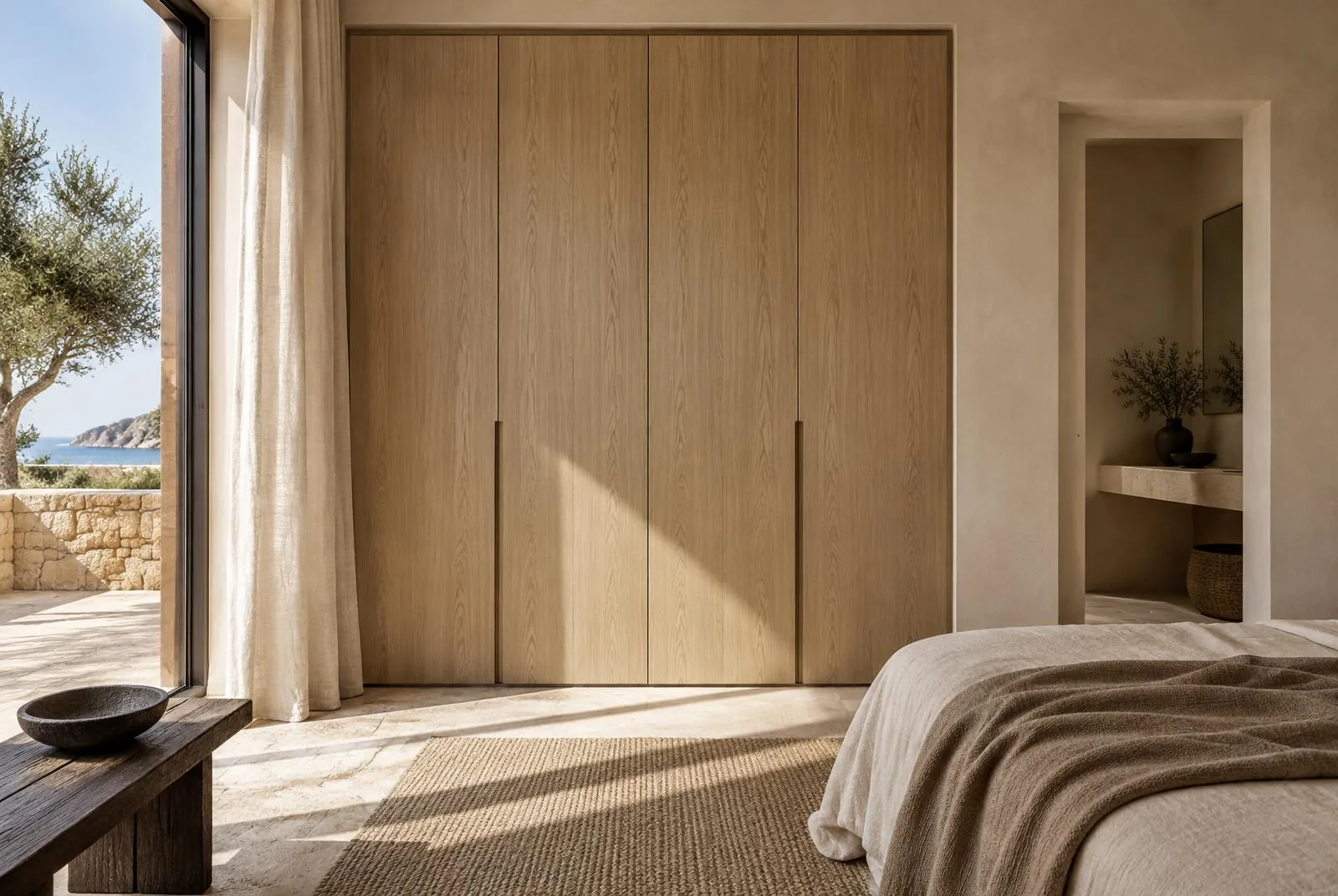 Fitted oak joinery during an Algarve transformation