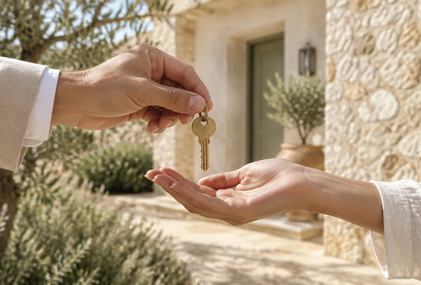 Keys handed over at the completion of a Vilamoura villa